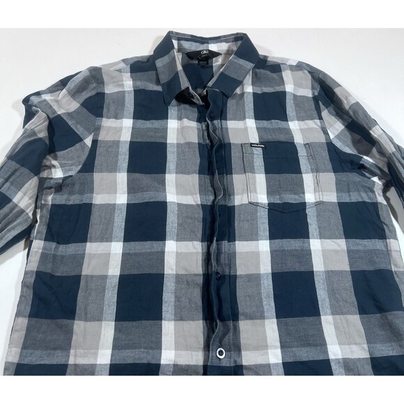 Volcom Blue/White Plaid Button Down Casual Long Sleeve Shirt Men's Size Medium - Picture 4 of 9